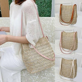 Vintage Woven Straw Beach Tote Bag Bohemian Summer Handbag