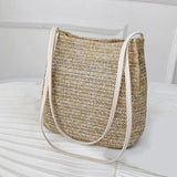 Vintage Woven Straw Beach Tote Bag Bohemian Summer Handbag