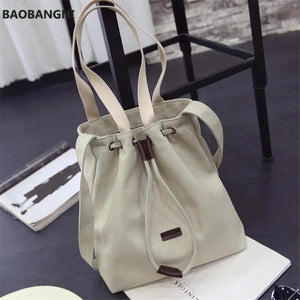 Canvas Shoulder Bags Drawstring Handbag High Purse Satchel Bags