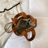 Soft Leather Bucket Shoulder Bag Crossbody Totes Messenger Bag