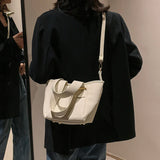 Soft Leather Bucket Shoulder Bag Crossbody Totes Messenger Bag