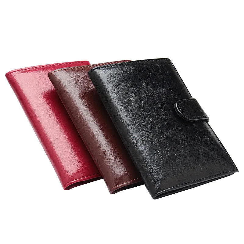 Oil Wax PU Leather Passport Holder with ID Card Cover
