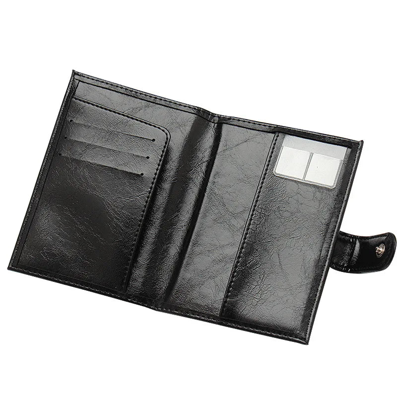 Oil Wax PU Leather Passport Holder with ID Card Cover