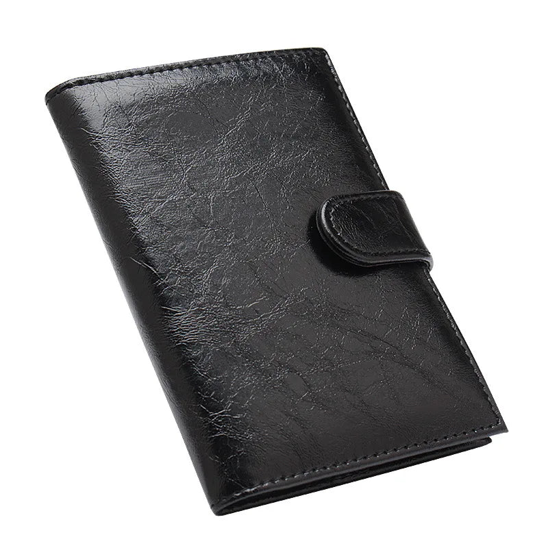 Oil Wax PU Leather Passport Holder with ID Card Cover
