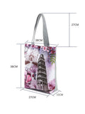 Leaning Tower of Pisa Floral Shoulder Bag - Eco Reusable Tote