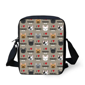 Bulldog Pug Dog Mini Messenger Bags Girls Shoulder Bookbag Christmas Gift