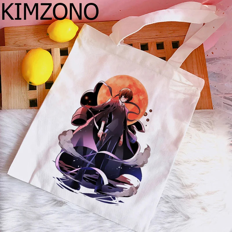 Bungou Stray Dogs Shopping Bag Canvas Tote Reusable Reciclaje Net Sacola Woven