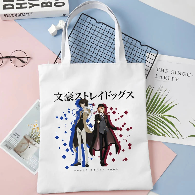 Bungou Stray Dogs reusable grocery bag cotton foldable string sack