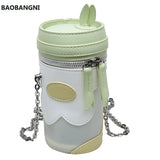 Bunny Ears Cup Shape Mini Handbags Women PU Leather Chain Clutch Crossbody Bag