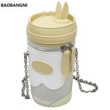Bunny Ears Cup Shape Mini Handbags Women PU Leather Chain Clutch Crossbody Bag