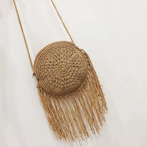 Women's Shoulder Bag with Round Tassel Decoration