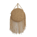 Women's Shoulder Bag with Round Tassel Decoration