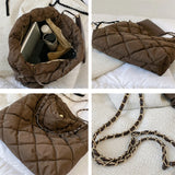 Quilted Nylon Chain Shoulder Bag for Women Winter