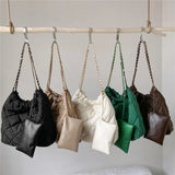 Quilted Nylon Chain Shoulder Bag for Women Winter