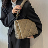 Women's Winter Down Padded Shoulder Bag Large Capacity Crossbody Handbag