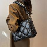 Women's Winter Down Padded Shoulder Bag Large Capacity Crossbody Handbag