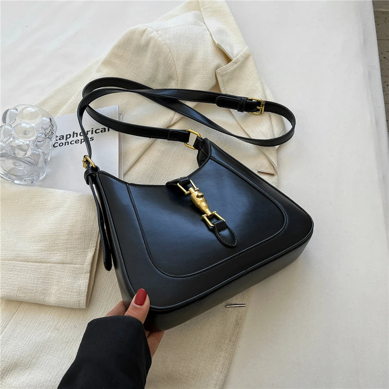 Vintage Leather Crossbody Bag for Women, Underarm Shoulder Handbags