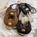 Crocodile Pattern Small Shoulder Bag Saddle Crossbody Purse