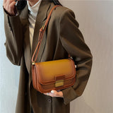 Gradient Retro Saddle Shoulder Crossbody Bag for Women