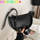 Burminsa Semicircle Shoulder Bags Wide Strap Purses for Women