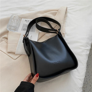 Vintage Wide Strap Shoulder Bags For Women Large Capacity Work Crossbody