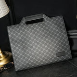 Men's Leather Briefcase Plaid Messenger Bag