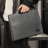 Men's Leather Briefcase Plaid Messenger Bag