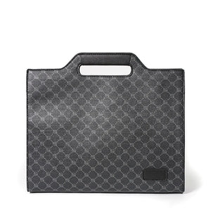 Men's Leather Briefcase Plaid Messenger Bag