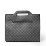 Men's Leather Briefcase Plaid Messenger Bag