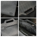 Men's Leather Briefcase Plaid Messenger Bag