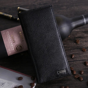 Men's Long Cow Leather Wallet Multi-card Business Bag