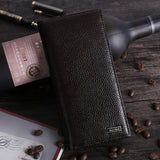 Men's Long Cow Leather Wallet Multi-card Business Bag