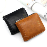 Real Cowhide Men's Short Wallets Portefeuille Homme Solid