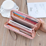 Vintage PU Leather Zipper Long Women's Wallet Phone Holder