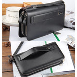 Men Clutch Wallet Large Capacity Double Zipper Phone Pouch Leather Wallet