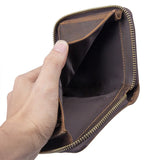 Men's Cow Leather Short Wallet High Cash Purses Clutch Vintage