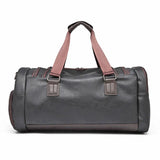 Men's PU Leather Travel Shoulder Bag with Shoe Compartment