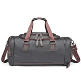 Men's PU Leather Travel Shoulder Bag with Shoe Compartment