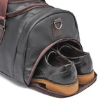 Men's PU Leather Travel Shoulder Bag with Shoe Compartment
