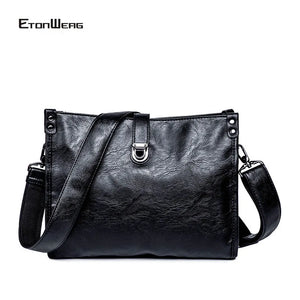 Men's PU Leather Messenger Bag Buckle Shoulder Casual File Bag