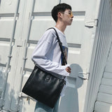 Men's PU Leather Messenger Bag Buckle Shoulder Casual File Bag