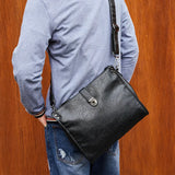 Men's PU Leather Messenger Bag Buckle Shoulder Casual File Bag