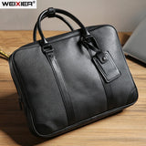 Men's Leather Briefcase Laptop Bag Tote Handbag