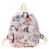 Butterflies Mini Backpack Women Girls Cow Print Zipper Nylon Adjustable S