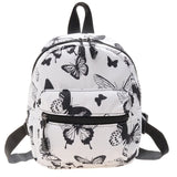 Butterflies Mini Backpack Women Girls Cow Print Zipper Nylon Adjustable S