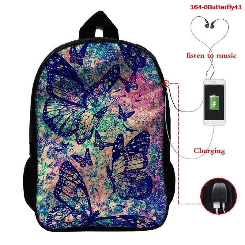 Butterfly 3D Printed Backpack for Kids Schoolbag Rucksack