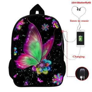 Butterfly 3D Printed Backpack for Kids Schoolbag Rucksack