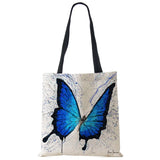 Butterfly Cat Print Tote Shoulder Bag Women Shopping Reusable Bags