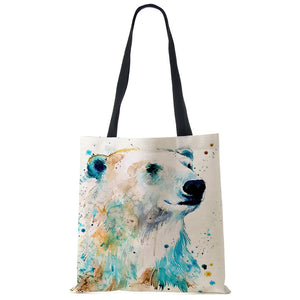 Butterfly Cat Print Tote Shoulder Bag Women Shopping Reusable Bags