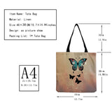 Butterfly Animal Printed Women Shoulder Handbags High Capacity Foldable Shopping